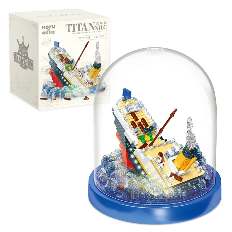 تيتانيك نموذج باخرة اللبنات مجموعات كروز قارب باخرة غطاء شفاف لتقوم بها بنفسك الطوب نموذج لعب الأطفال هدية الاطفال