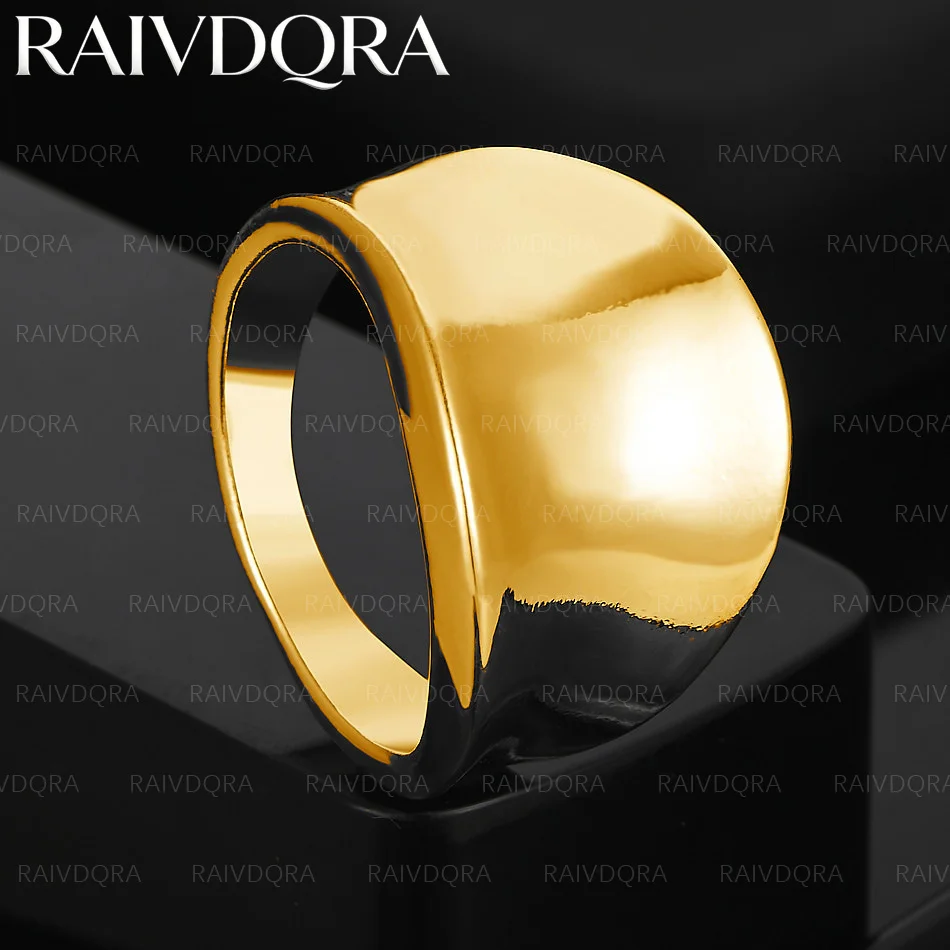 

18K Gold Plated Wide Ring For Men and Women Fashion Jewelry Charm Classic Christmas Gifts Party Fine