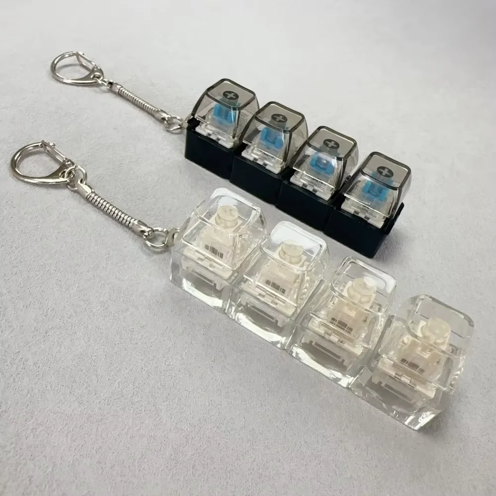 Brinquedo Relaxante DIY de Teclado com Botões de Tecla e Luz, Chaveiro Clicker de 4 Teclas para Adultos