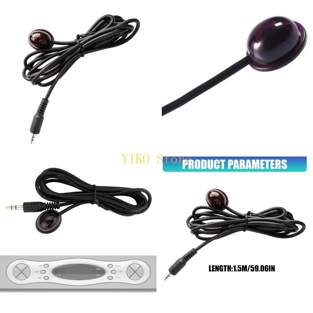 K32C External Receiver Head Cable for Set Top Box, 1.5M Remote Extension Line with 3.5Mm End for TV Cabinet and Shelf Placement
