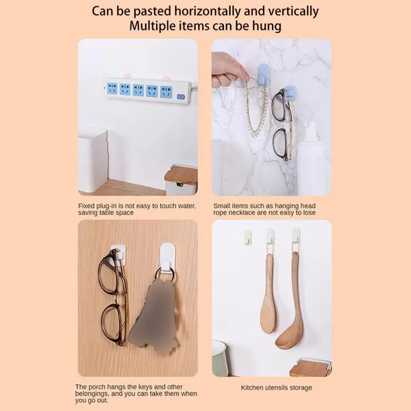 Sticky Hook Set For Air Conditioner TV Remote Control Strong Hanger Plastic Key Wall Racks Holder Home Organization