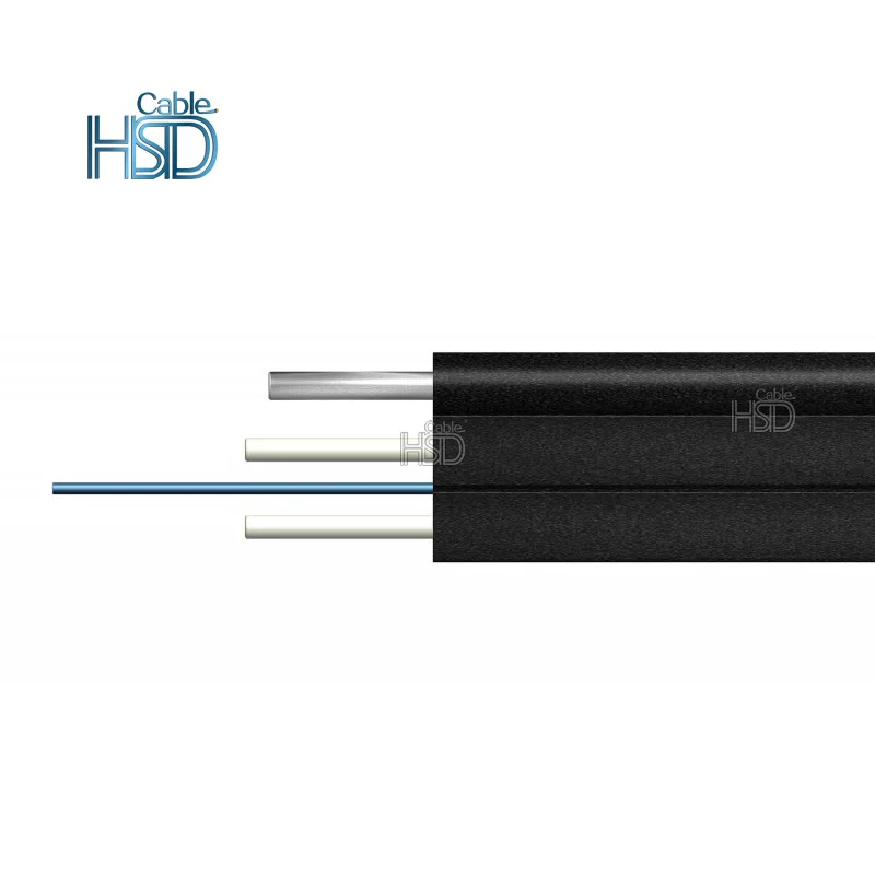 Outdoor FTTH G657A Drop Cable LSZH  Flat FRP Figure 8 Drop Fiber Optic LSZH Cable Wire SM Black 1 2 4 Cores