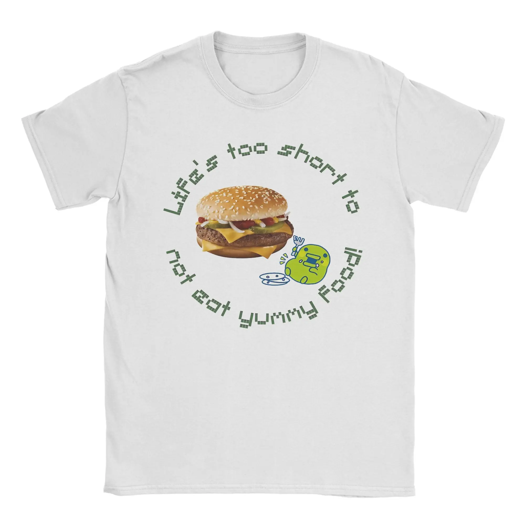 Summer Tamagotchi Food Positivity  Kuchipatchi Trendy Cool T Shirts  for Men's Y2K Basic Design Short Sleeve Clothing