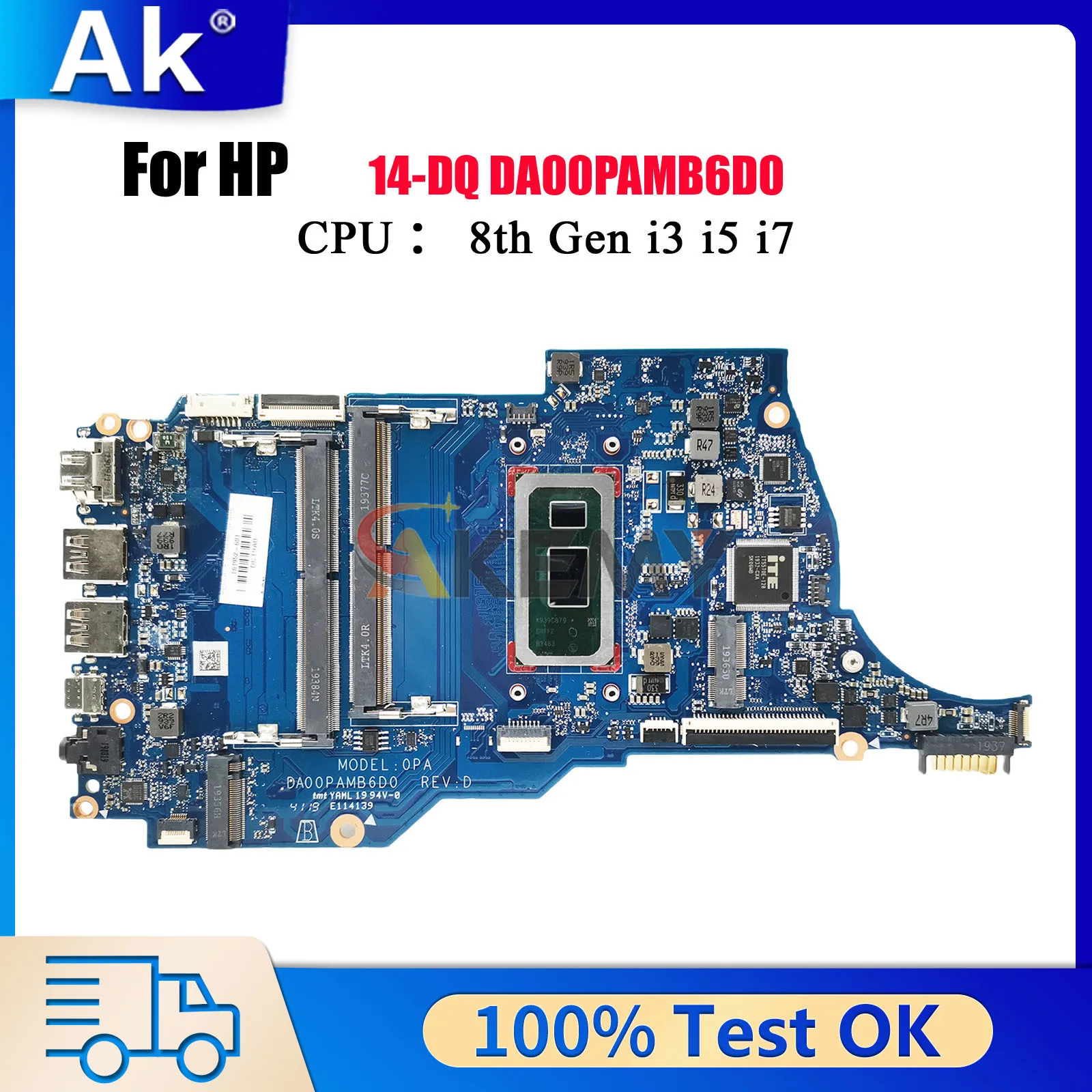 

DA00PAMB6D0 для ноутбука HP 14s-dq0000TU 14-DQ, материнская плата с процессором 5405U i3 i5 i7 L64909-601 L61955-601, 100% полностью протестировано