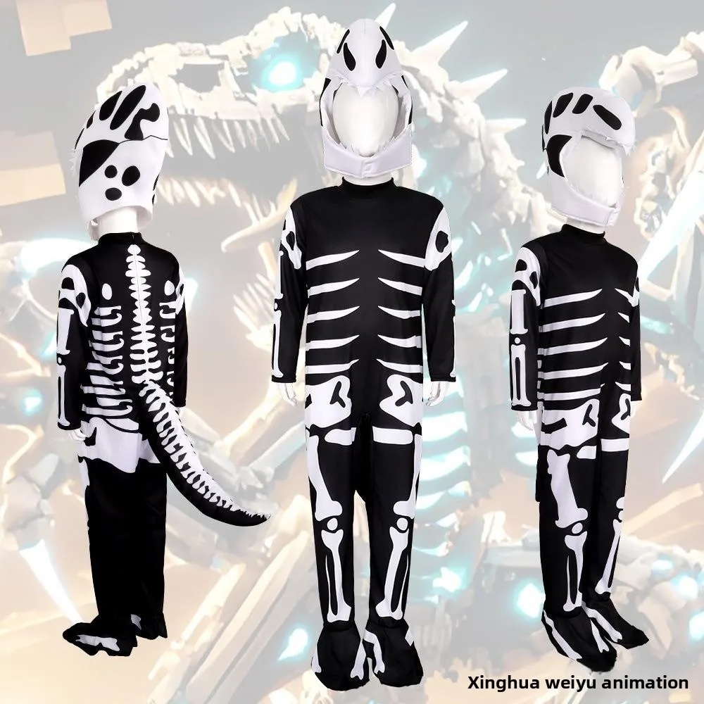 

Хэллоуин Скелет Хунозавр Косплей Костюм для выступления Детская одежда ужасов для выступлений на сцене Этнический сценический костюм