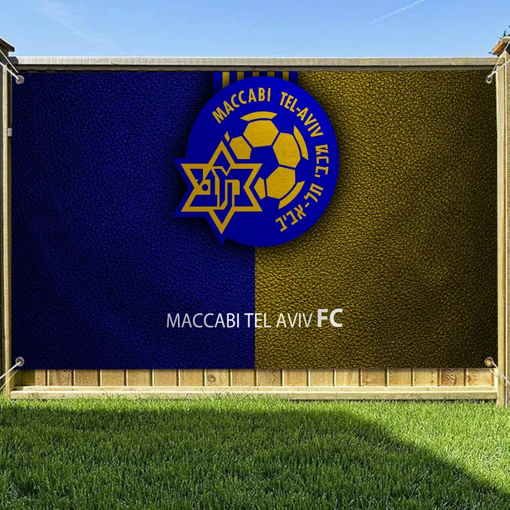 Maccabi Tel Aviv Outdoor Decor Room Aesthetic Outdoor Flags Banners Garage Flag Four Hole Single Sided Flag Wall Decoration Y2k