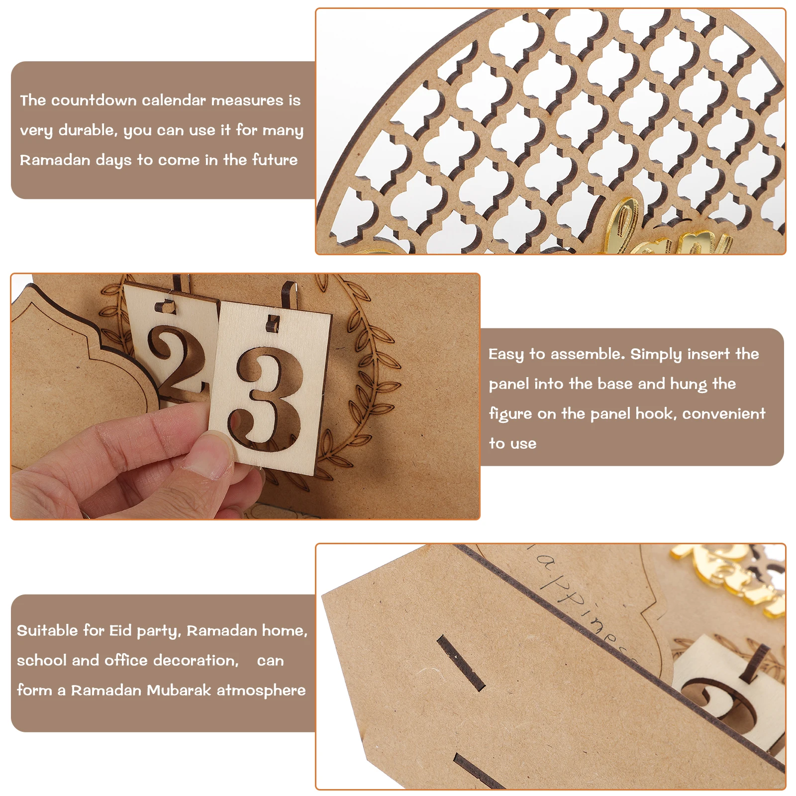 

Wooden Ramadan Advent Calendar Eid Mubarak Countdown Decorative Desktop Ramadan Calendar Ornament Party Decor Party Accessory