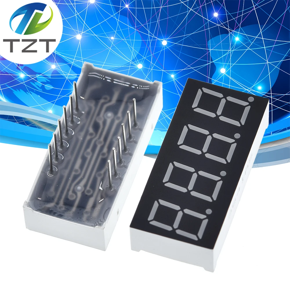 TZT 0.56 inch 4bit Common Cathode Digital Tube Red LED Digit Display 7 Segment 0.5inch 0.5 0.56 inch 0.56'' 0.56in. 4 Four bit