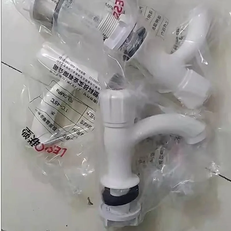 White Bathroom Faucet Kitchen Faucets Quick Opening Tap Home Plastic Deck Mounted Single Cold Sink Faucets Bathroom Accessories