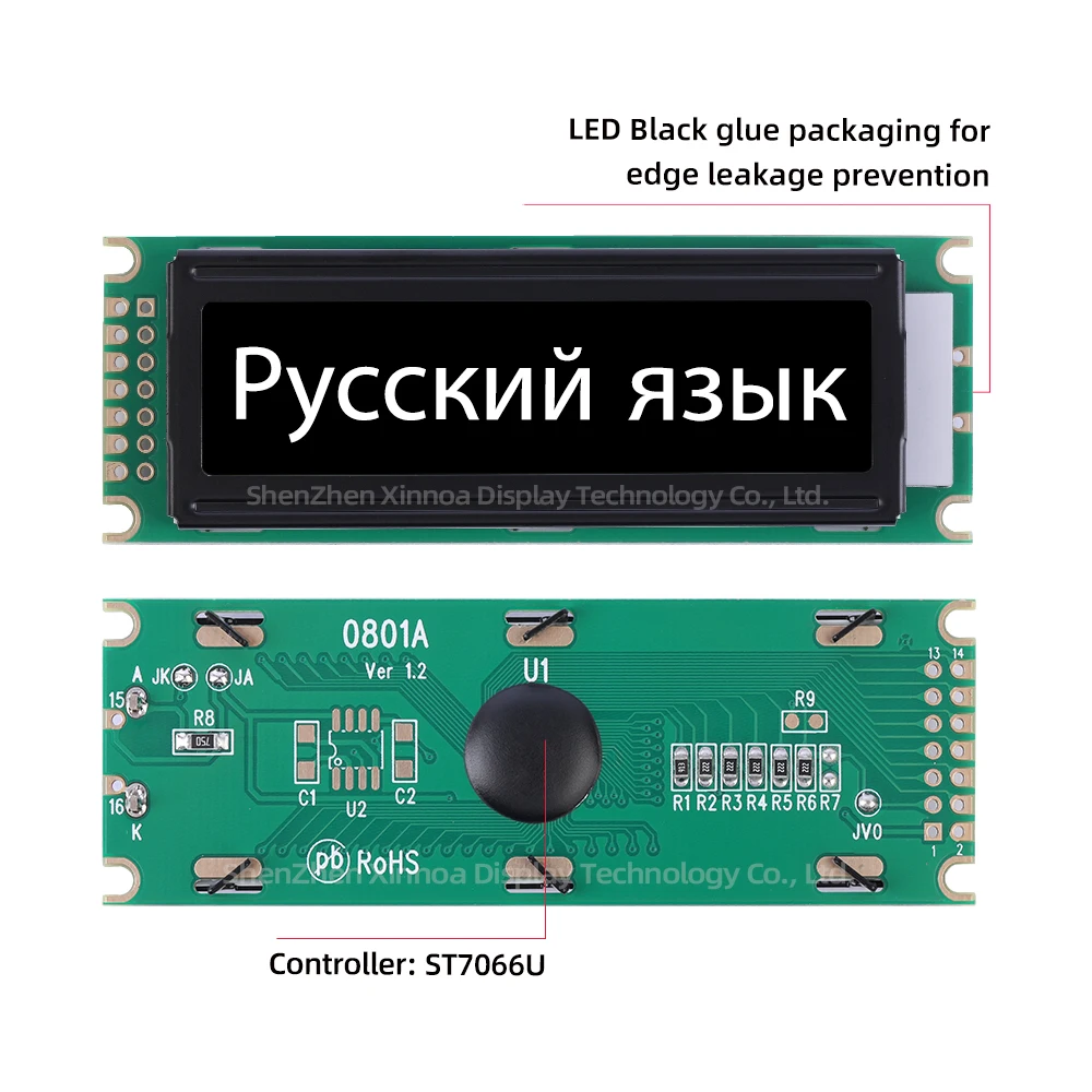 Character LCD Module Display 0801A Russian BTN Black Film Yellow Letters 8 * 1 Character LCD Screen COB LCD Module