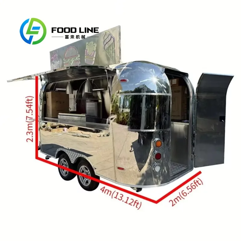 Customizable Towable Mobile Food Trailer with Complete Kitchen Setup, Street Kitchen Restaurant for Pizza, Tacos, Bar