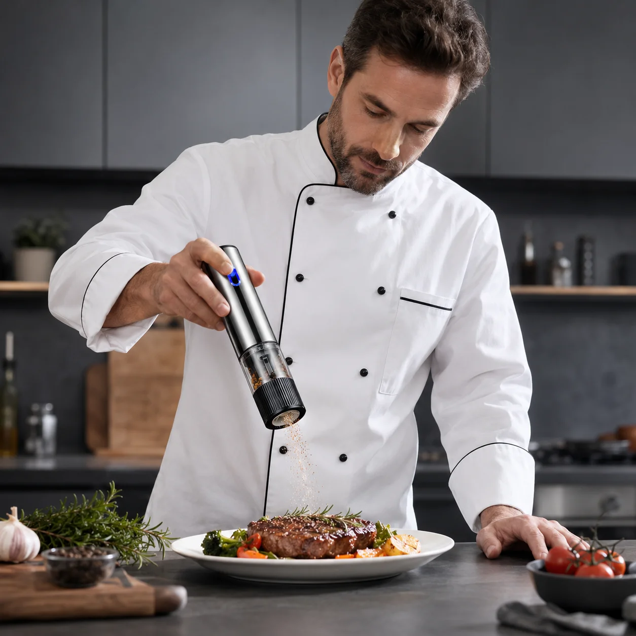 Home Cooking Electric - Elektrische Pfeffer- und Salzmühle mit Einstellbarer