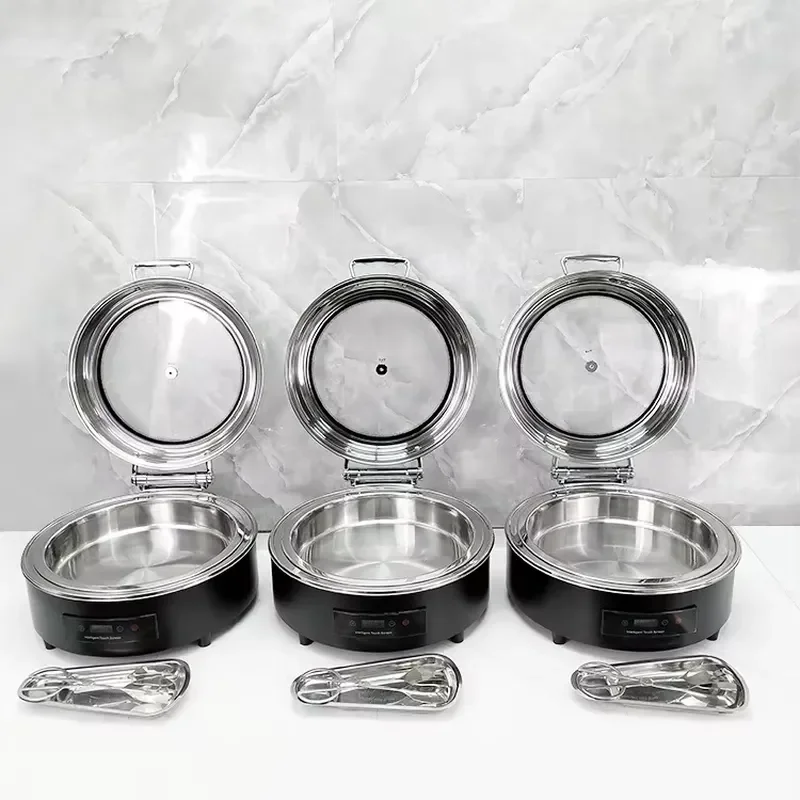 Electric Black Chafing Dish 6-9L Serving Stainless Steel Food Warmer with Temp Control Party Professional Catering