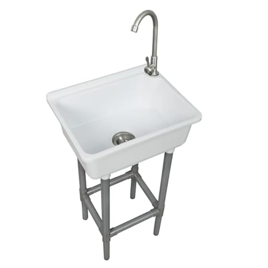 

Freestanding Single Bowl Utility Sink, Kitchen Wall-Mounted Sink 16.9 x 12.8 Inch laundry tub With 1.26 faucet hole Plastic Sin