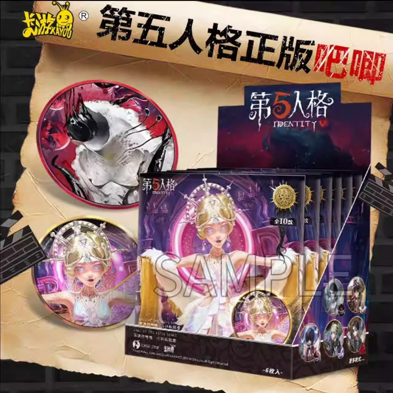 Genuine KAYOU Identity V Card Black Jack Doctor Lawyer Little Girl Badge Brooch Pins Movie Figure Backpack Hobby Gifts Toys