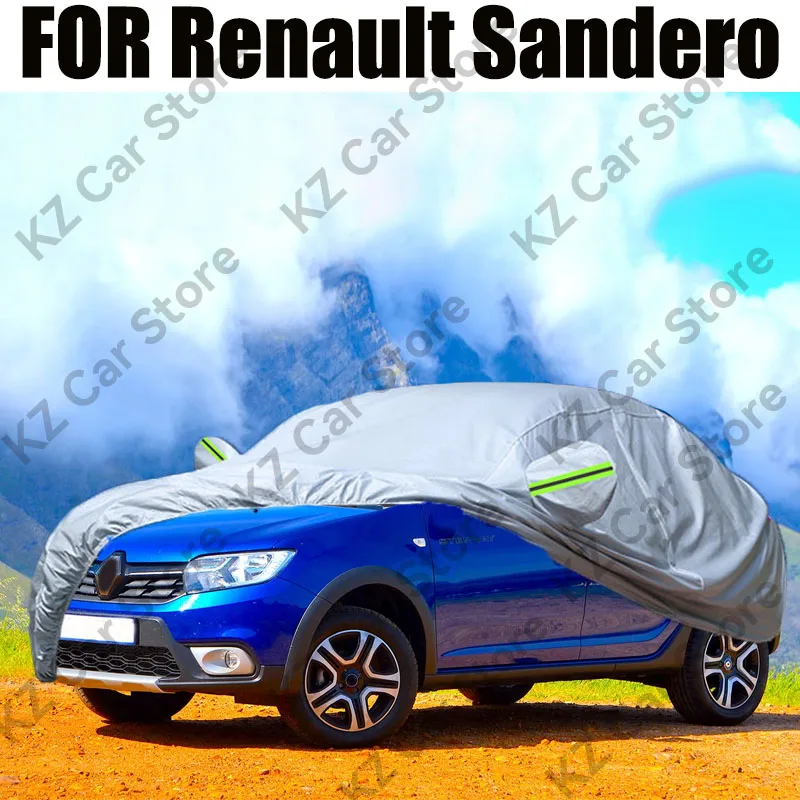 Full Car Cover For Renault Sandero Auto Anti-UV Sun Shade Snow Rain Dust Protect Outdoor Cover Windproof