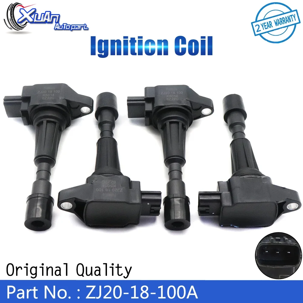 XUAN Car High Performance Ignition Coils Kit ZJ20-18-100A for Mazda 2 1.5L L4 2011-2015 for Mazda 3 1.4L 1.6L ZJ2018100A