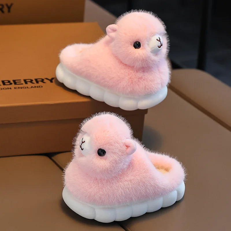 2026 New Cute Children's Cartoon Winter Slippers Comfortable Warm House Shoes Boys Girls Indoor Home Fluffy Slippers