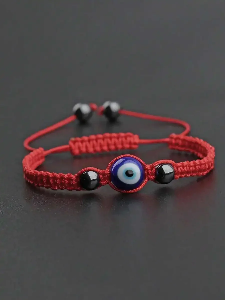 Pulsera de Cuerda con Detalle de Ojo Turco Bohemio, Moderna y Popular, para Hombre, para Uso Diario, como Regalo de Joyería