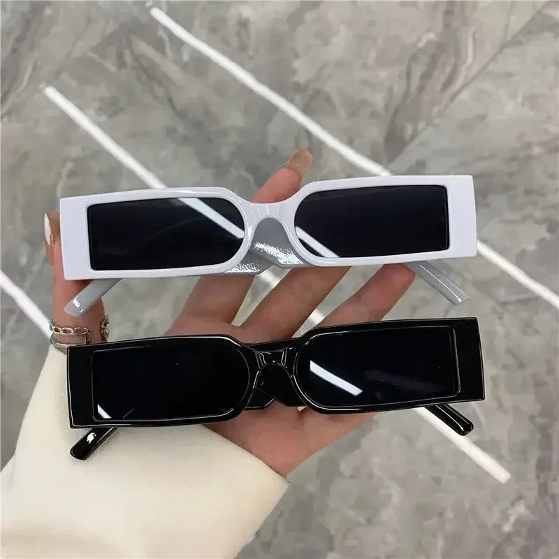 Rectangle Frame Fashion Sunglasses Hip Hop 2024 Vintage Designer Black Shades Small frame Glasses Luxury For Men Women UV400