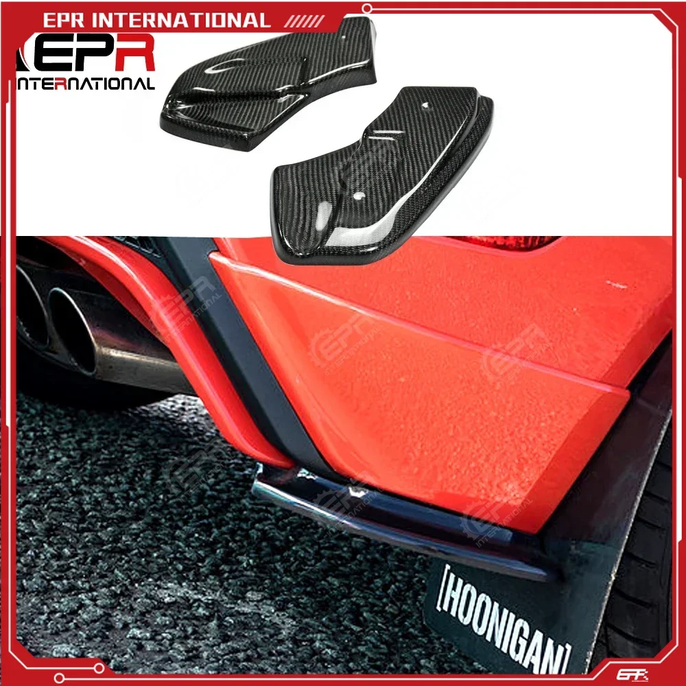 For Ford Fiesta MK7 Facelift MD Style Carbon Fiber Rear Spat Glossy Finish Bumper Add On Fit MK7 ST/ STLine/ Zetec S Ver' 2013+