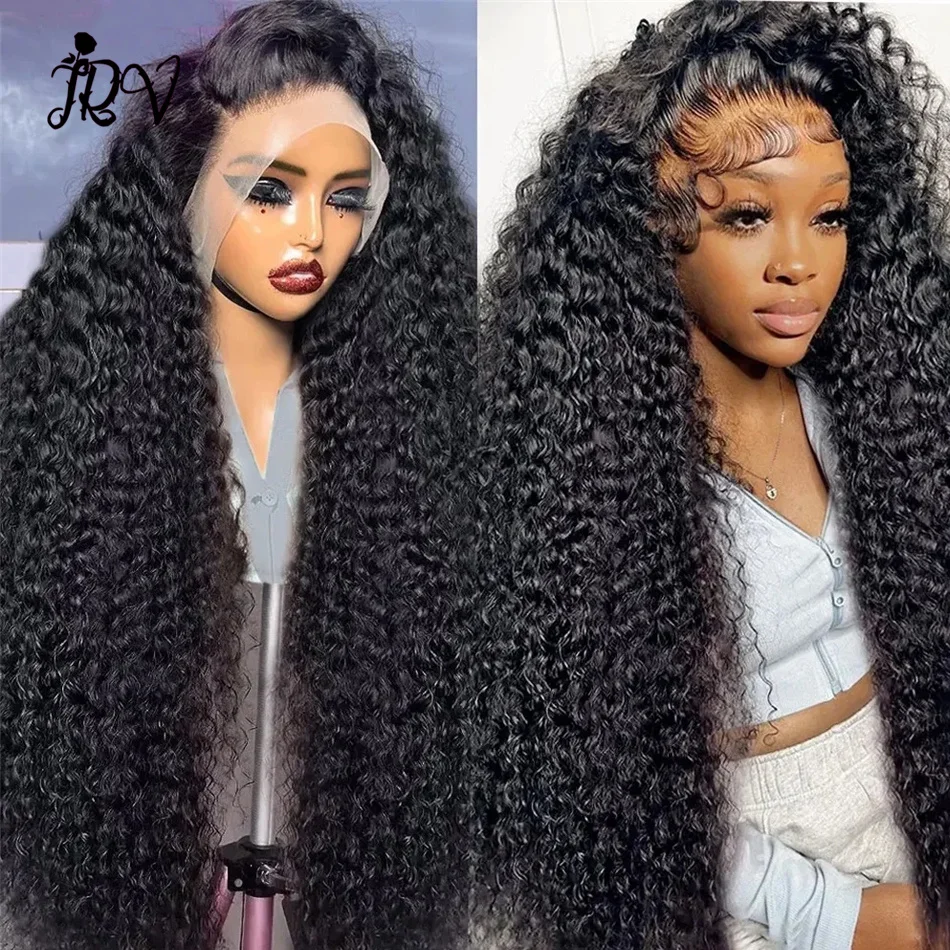 

34 Inch Curly 13x4 Lace Front Wig 100% Human Hair Wigs Peruvian Human Hair Transparent Full Lace Frontal Wigs 180% Density