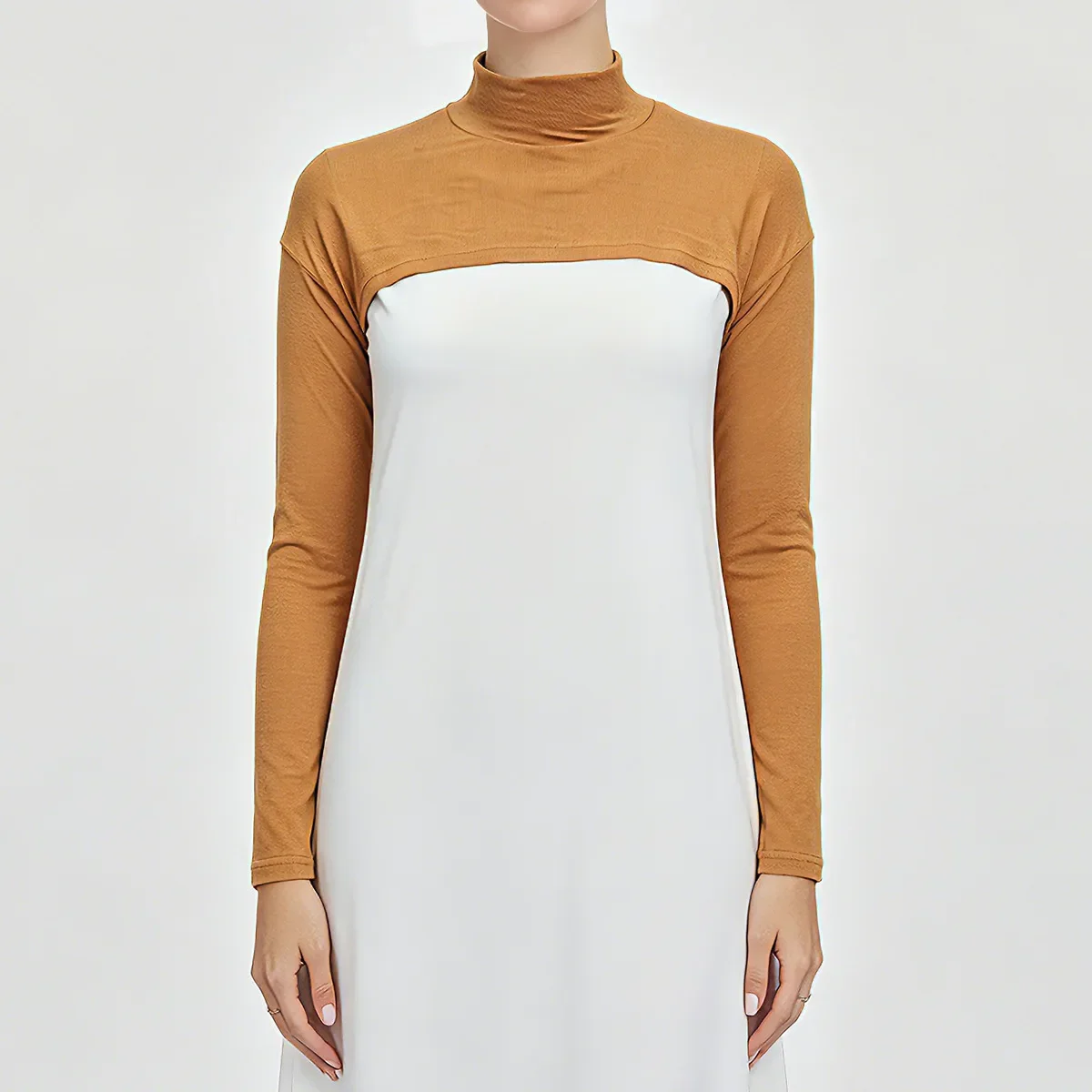 Women Solid Color Modal High Neck Shrug Cape Long Raglan Sleeve Arm Cover Top Soft Stretchy Pullover Shawl One Size Daily Wear