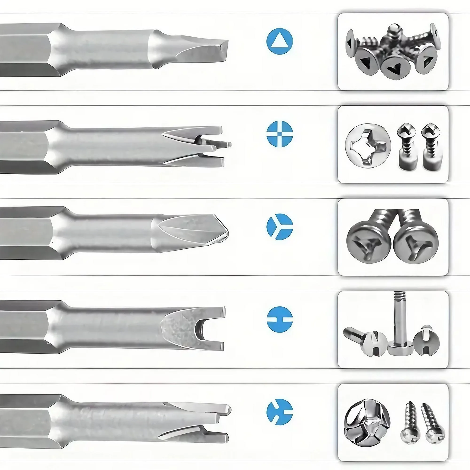 STONEGO Special-Shaped Screwdriver Bit Set - PH2, Slotted, Torx, Triangle, U, Y Shape, 50mm Screwdriver Bits, 5/7/13Pcs