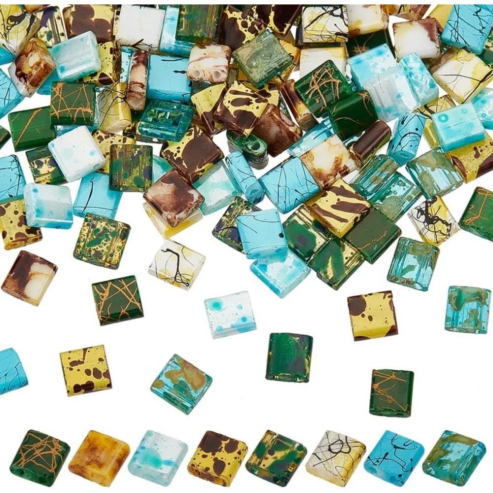 160 قطعة 8 ألوان 2-Hole الزجاج البذور الخرز تيلا الخرز مستطيل الحرفية الخرز رذاذ رسمت/منضدة شقة مربع الخرز مجموعات فضفاضة