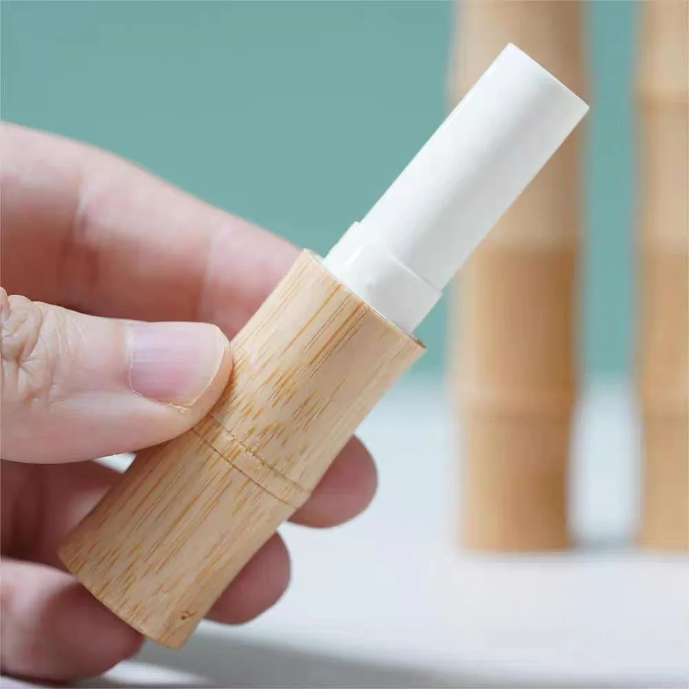 50Pcs Empty Natural Bamboo DIY Lipstick Lip Balm Lip Tube Cosmetic Container Empty Lip Gloss Tube