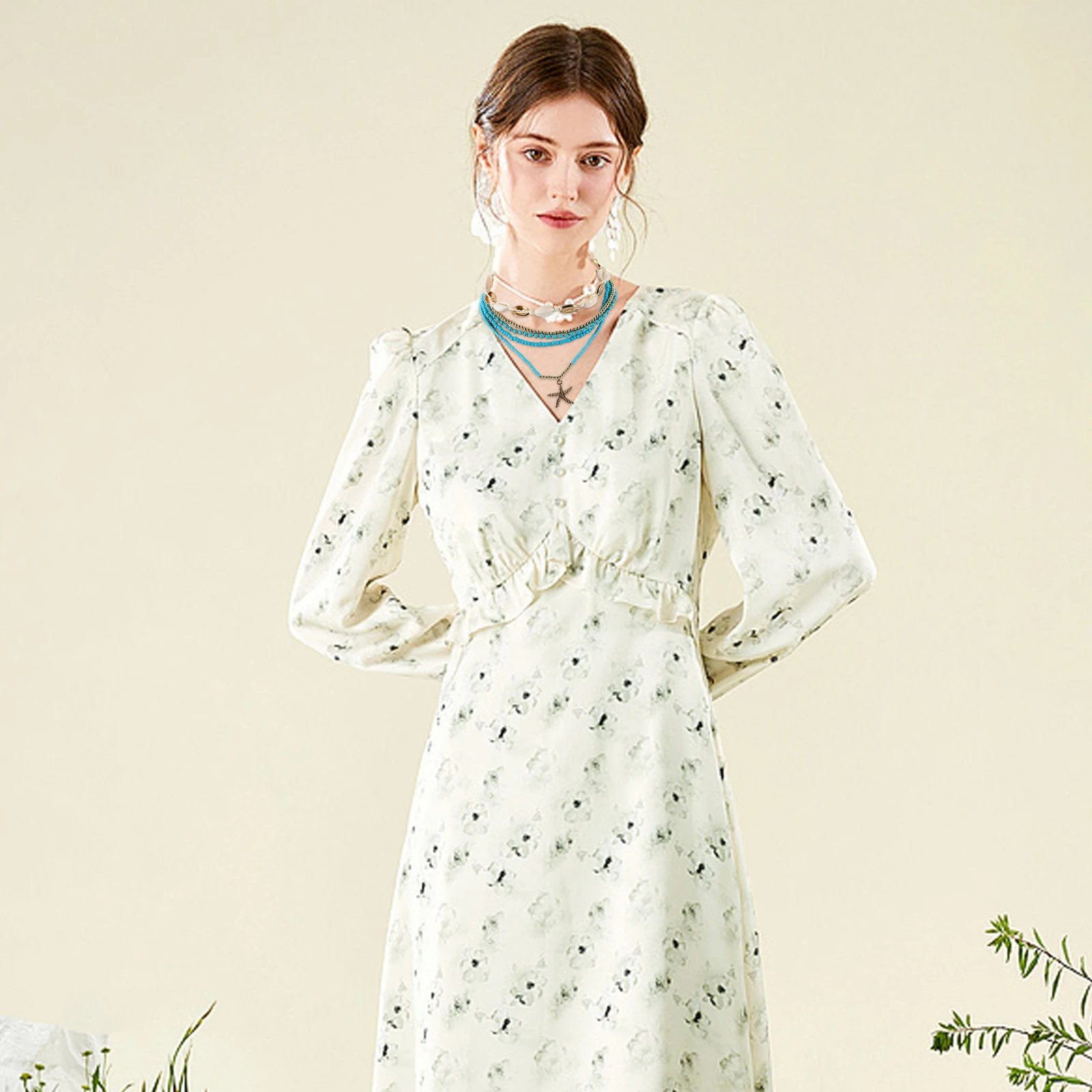 

5 Pcs Personality Bohemian Necklace Miss Zinc Alloy Beach Jewelry for Teen Girls