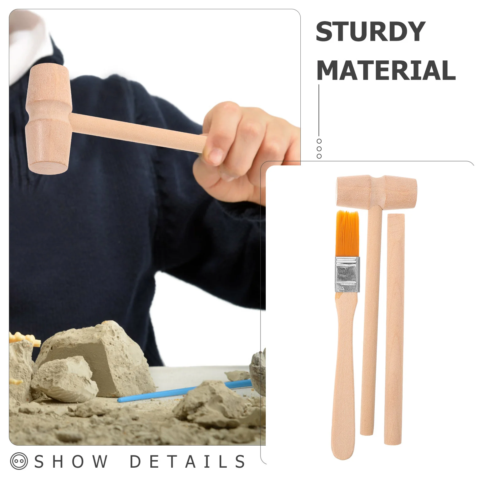 3 set di strumenti archeologici giocattolo da scavo per bambini finta kit fai da te giocattoli educativi in legno per bambini