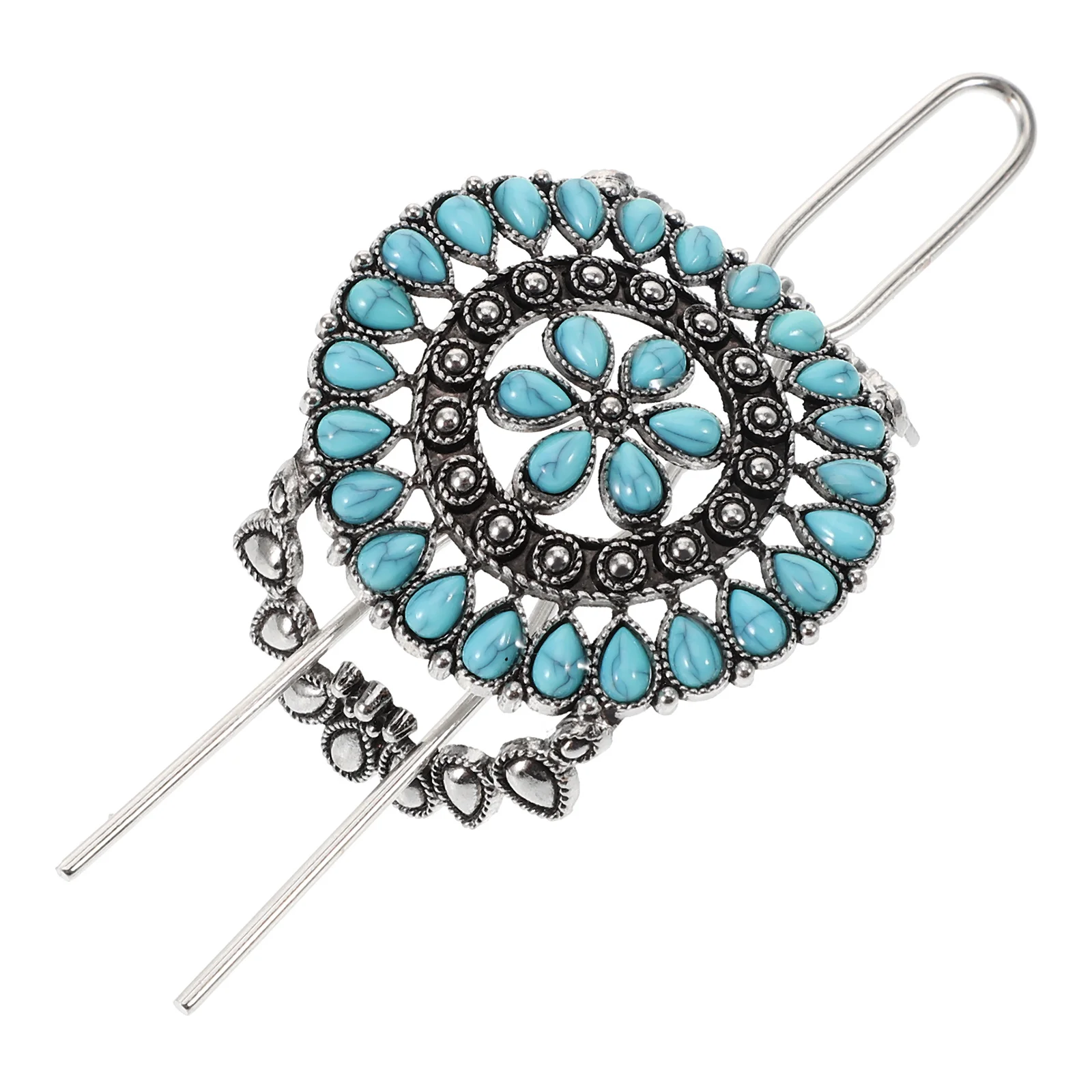 Hair Clip Hairpin Holder Fork Women Vintage Turquoise Headdress Retro Stick Miss