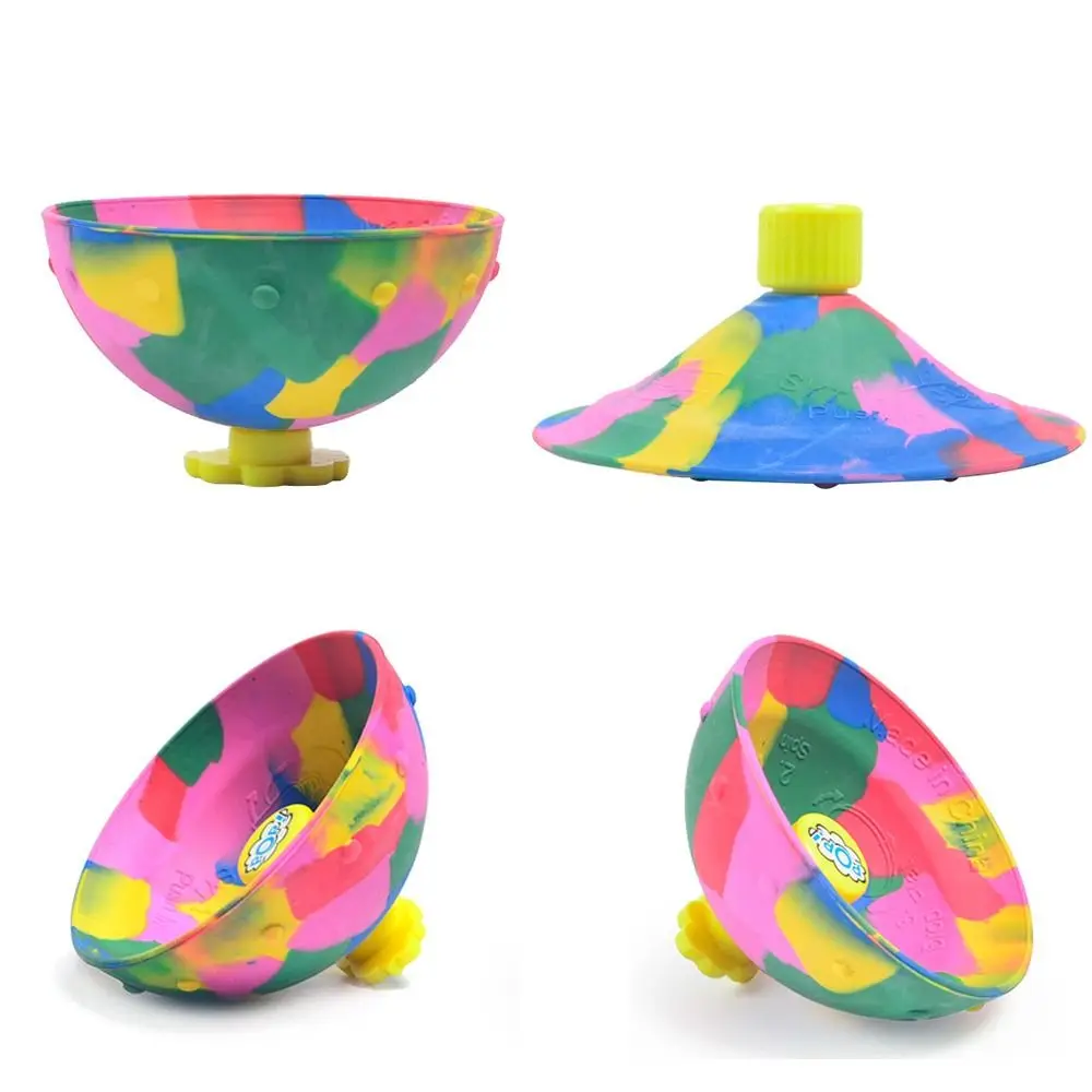 Hip Hop Jump Half Side Bouncing Ball Anti Stress Fidget Toys For Kids Outdoor Fun Camouflage Spinning Bounce Bowl Fingertip Top