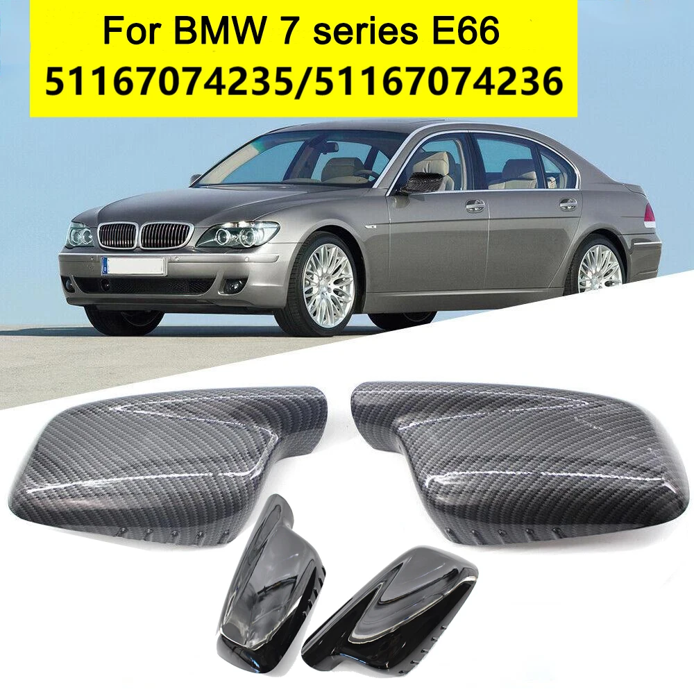 

For BMW 7 Series E66 Reverse Mirror Case Carbon Pattern Reverse Mirror Case Gloss Black Carbon Fiber 51167074235 51167074236