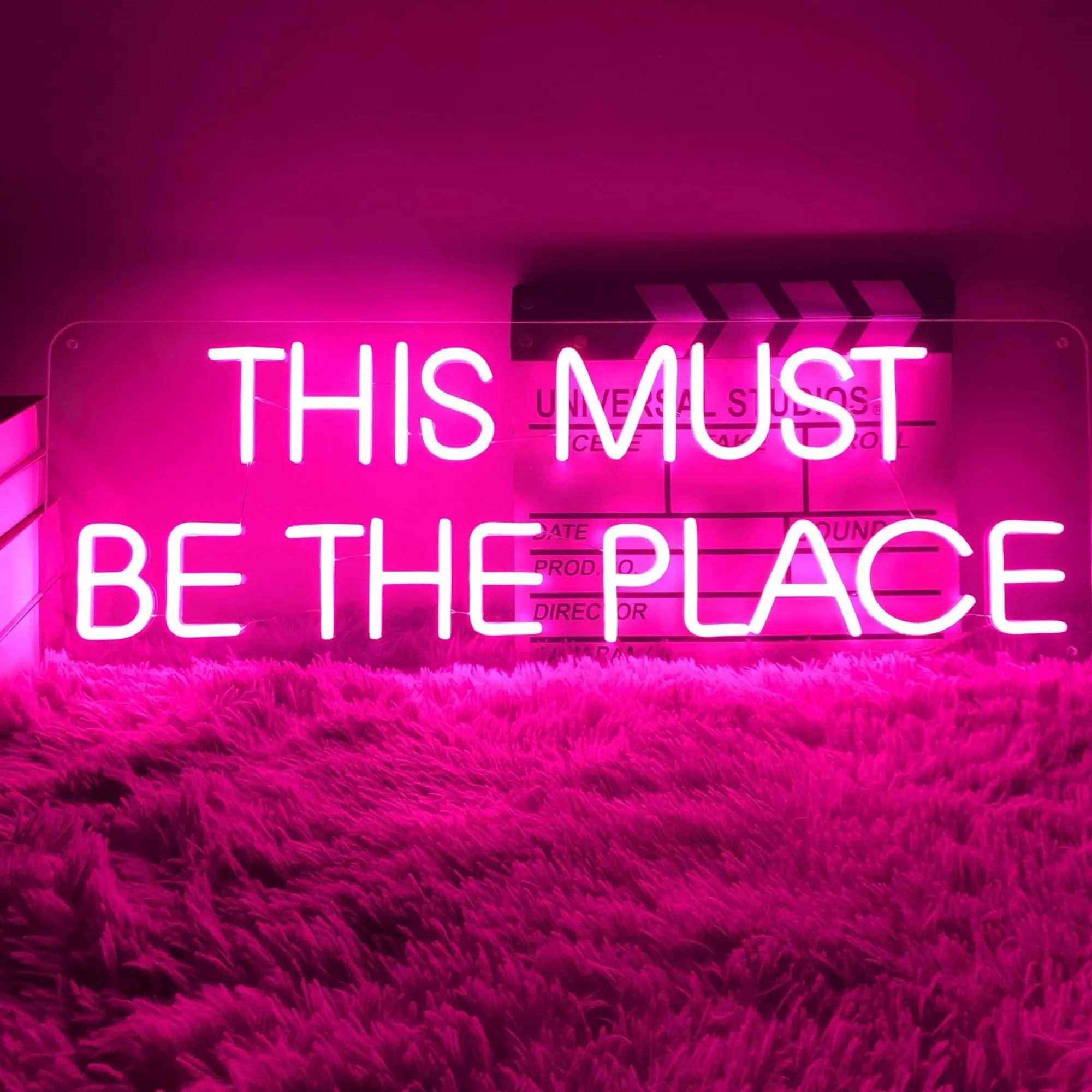 THIS MUST BE THE PLACE Neon Sign Wall Decor USB Dimmable Neon Light for Bedroom Home Bar Party Vanlentine Decor Gift Night Light