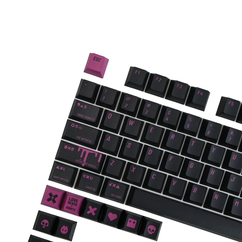 142 Keys/set Love Death Robots Key Caps PBT 5 Sides Dye Subbed Keycaps Cherry Profile Keycap For 61 64 68 87 980 104 HHKB