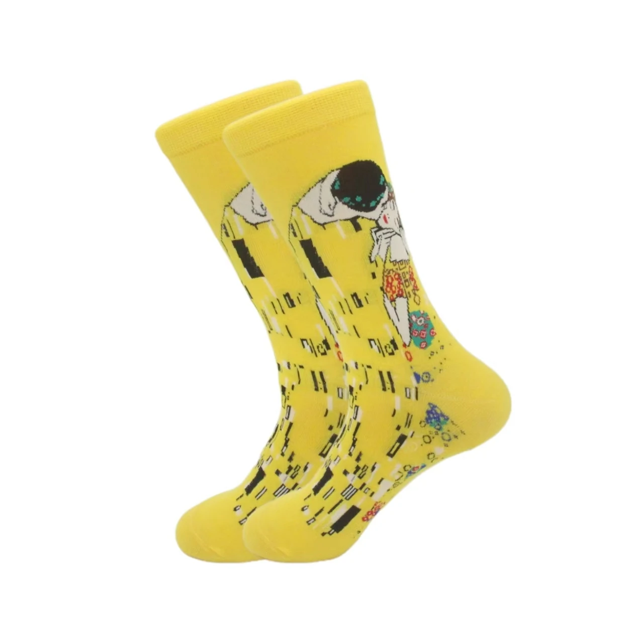 1 pair of European and American trendy socks with personalized street fashion oil painting series socks image 3