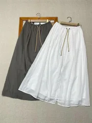 Summer Casual Chain Drawstring High Waist Split  A-Line Skirt