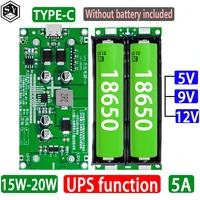 Type-C 15W 3A 18650 Lithium Battery Charger Module DC-DC Step Up Booster Fast Charge UPS Power Supply / Converter 5V 9V 12V
