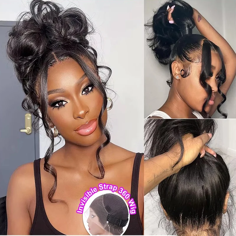 Parrucca in pizzo completo a 360 gradi con fascia invisibile e vestibilità aderente, capelli umani con onde naturali, lunghezza 40 pollici, con coulisse, frontale in pizzo trasparente HD,