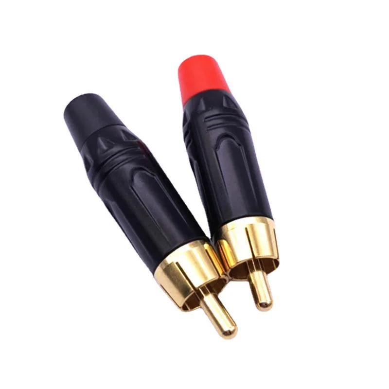 RCA Female/Male Audio Video Jack Connector Lotus Jack Black Plating Electrophoresis With Gold Plated Head