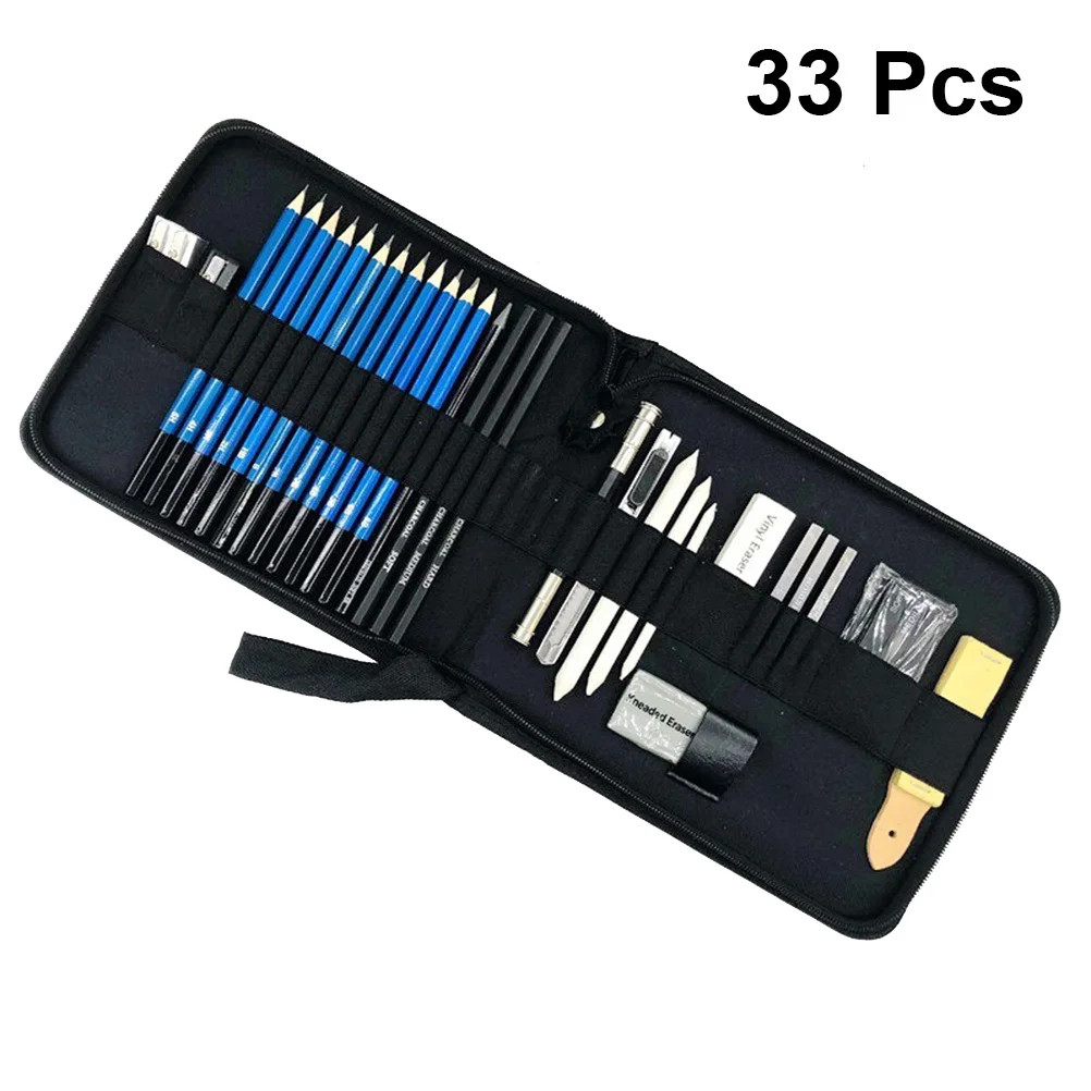 

33pcs Sketching Pencils Kit With Zipper Bag Wooden Drawing Tools For Students Artists Beginners School Art Class Outdoor