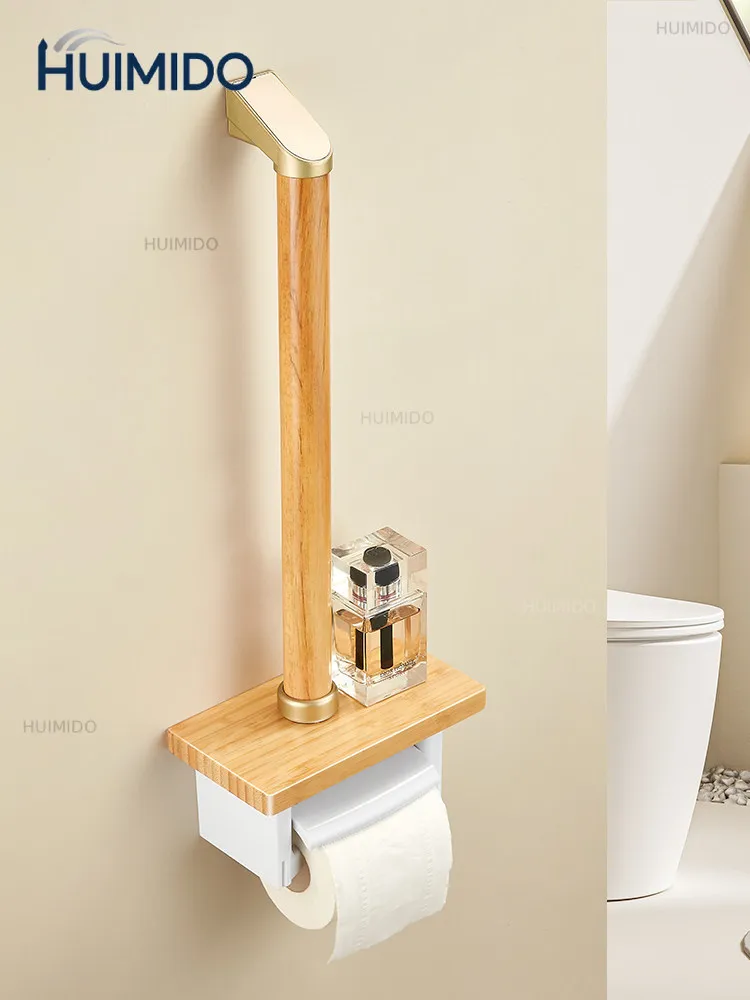 Senior-friendly remodeled solid wood bathroom elderly safety handrail roll holder toilet the elderly toilet waterproof railing