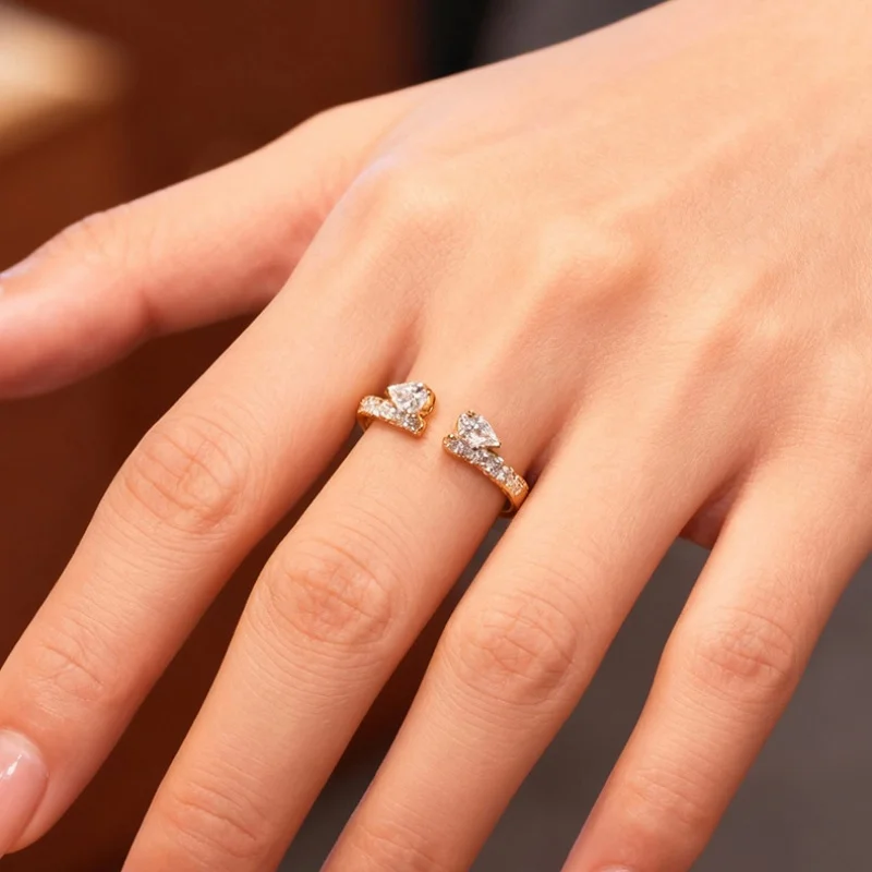 GXTRS Double Pear Shape Moissanite Ring For Women 925 Sterling Silver Lab Diamond Wedding Band 18K Plated Fine Jewelry Certified