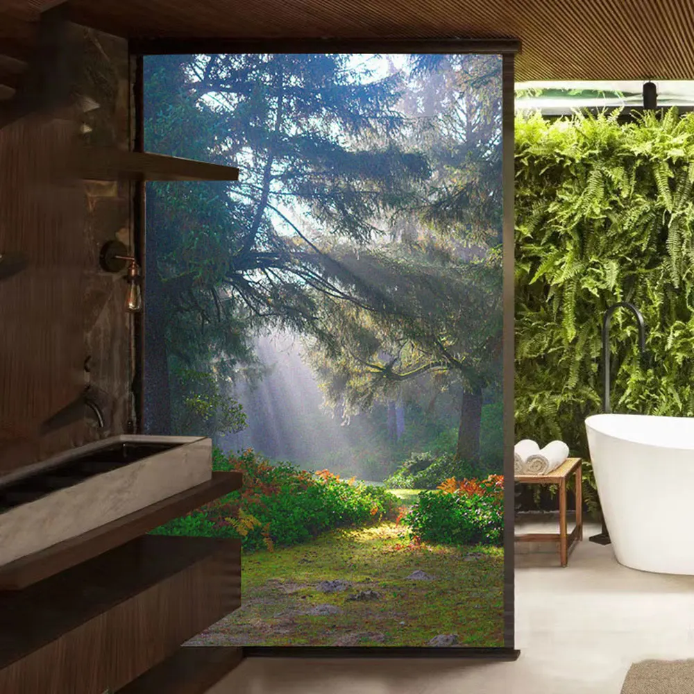 

Sun Shine Forest Frosted Decoration Glass Privacy Sunscreen Window Stickers Glue-Free Static Adhesive Glass Window Film