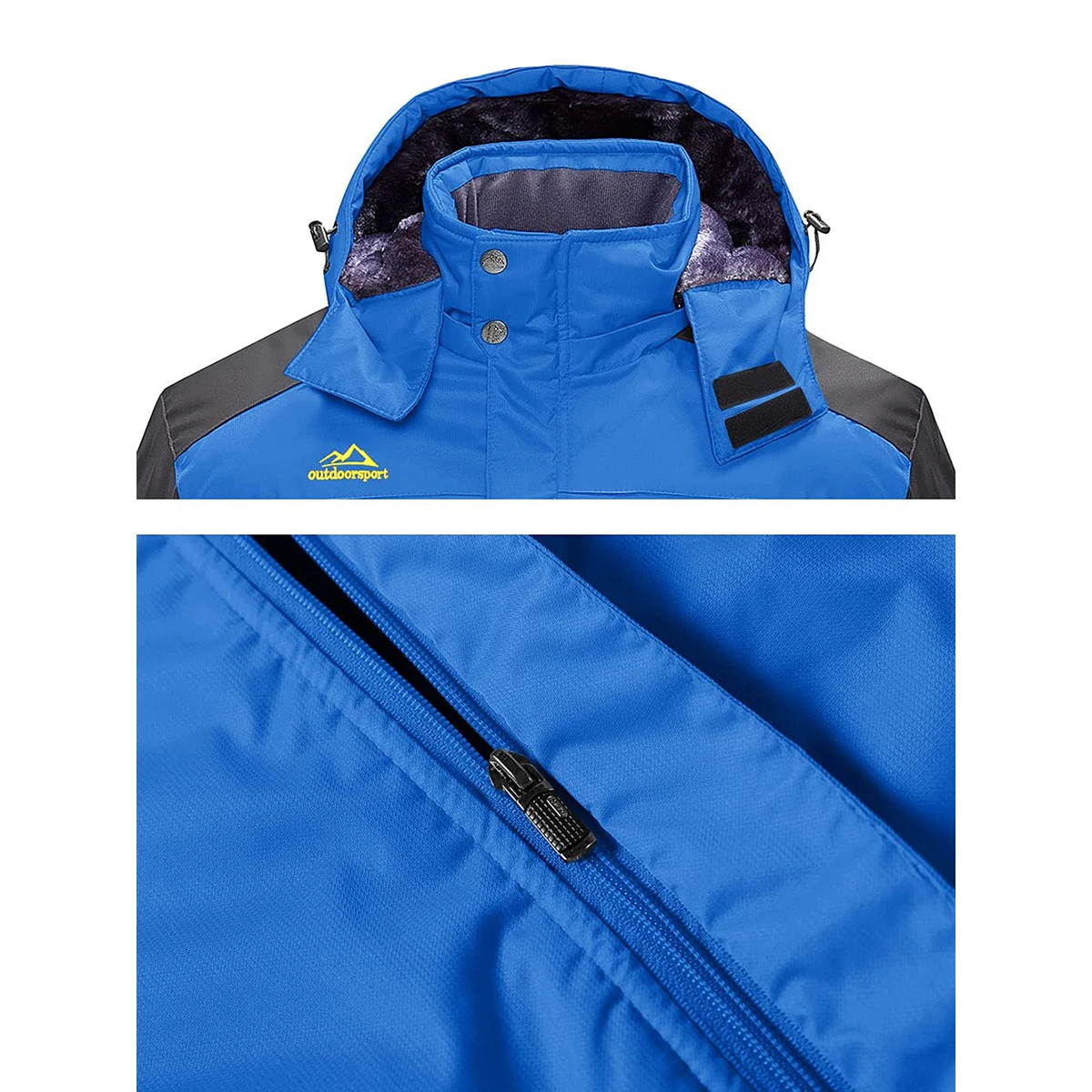 TACVASEN Wasserdichte Herren-Skijacke, Fleece-Futter, Wärmeparka, Winter, Schnee, Arbeiten im Freien, Kapuzenmantel, Regenschale, Windjacke – Detail 9