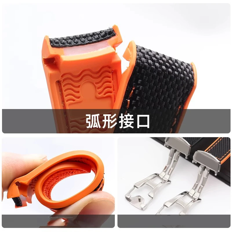 20mm 21mm 22mm Black Blue Orange Fabric Nylon Rubber WatchBand For Omega Seamaster 300 9900 Ocean Watchband Tools Silicone Stra