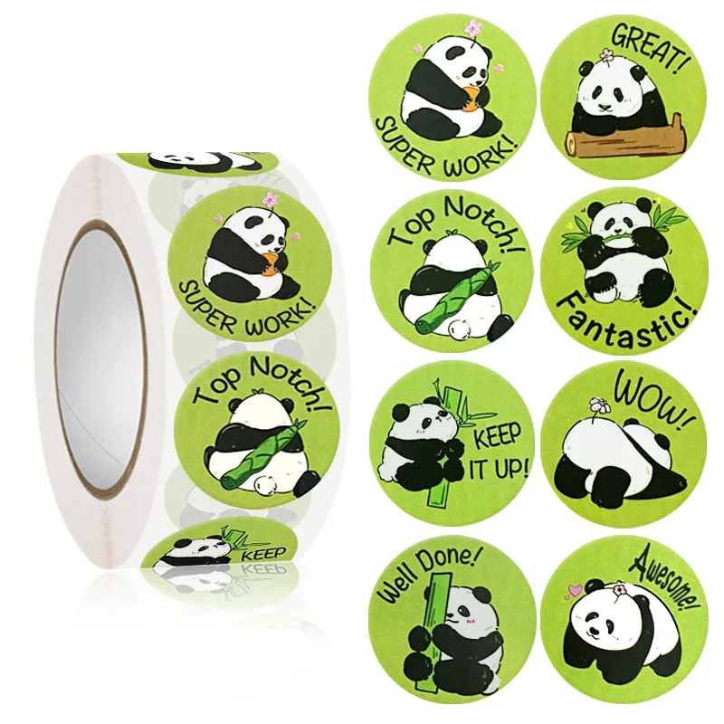 New 100-500PCS Animal Cartoon Kawaii Stickers Panda Packaging Stickers Roll Pack Rolling Stickers Photocard Decor Lables