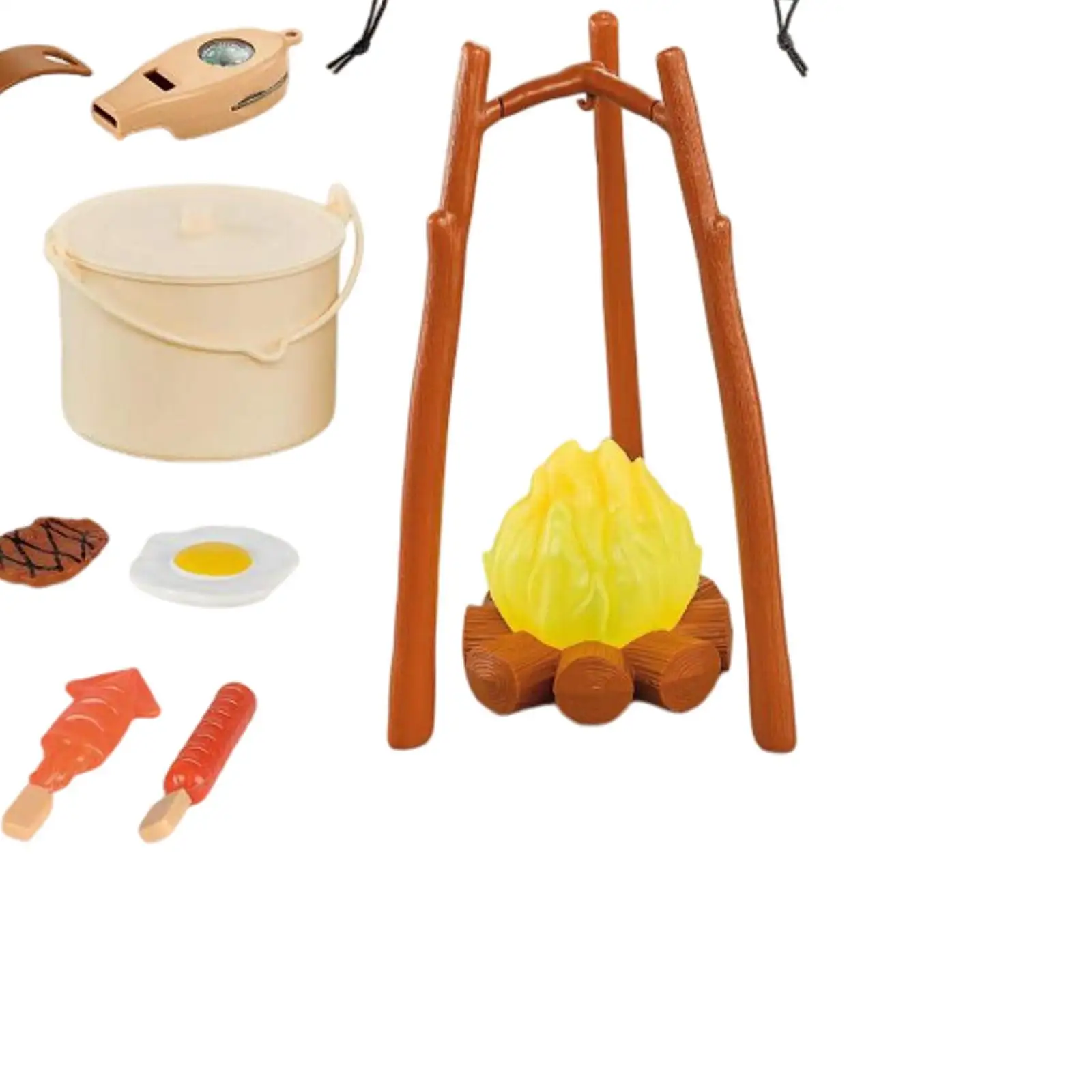 Set da cucina da campeggio per bambini da 25 pezzi Fai finta di pentole e utensili da falò